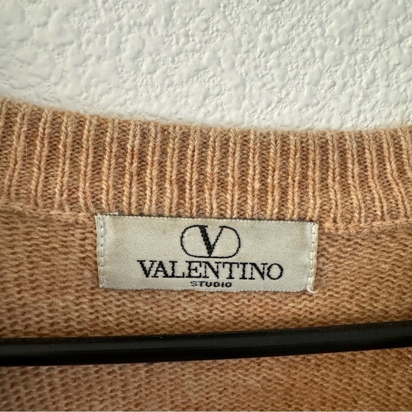 Vintage Valentino Studio tan pure wool knit sweater size extra large - Picture 4 of 10